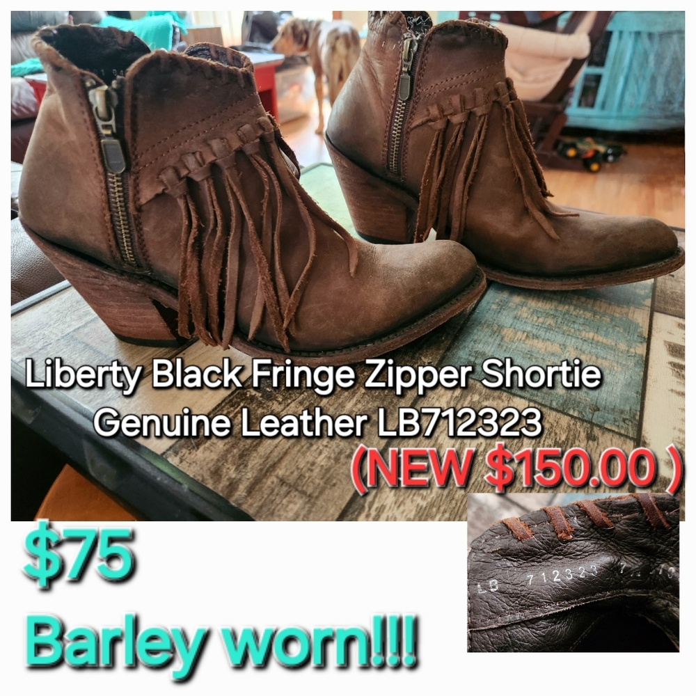 Liberty Black Fringe Zipper Shortie Boots